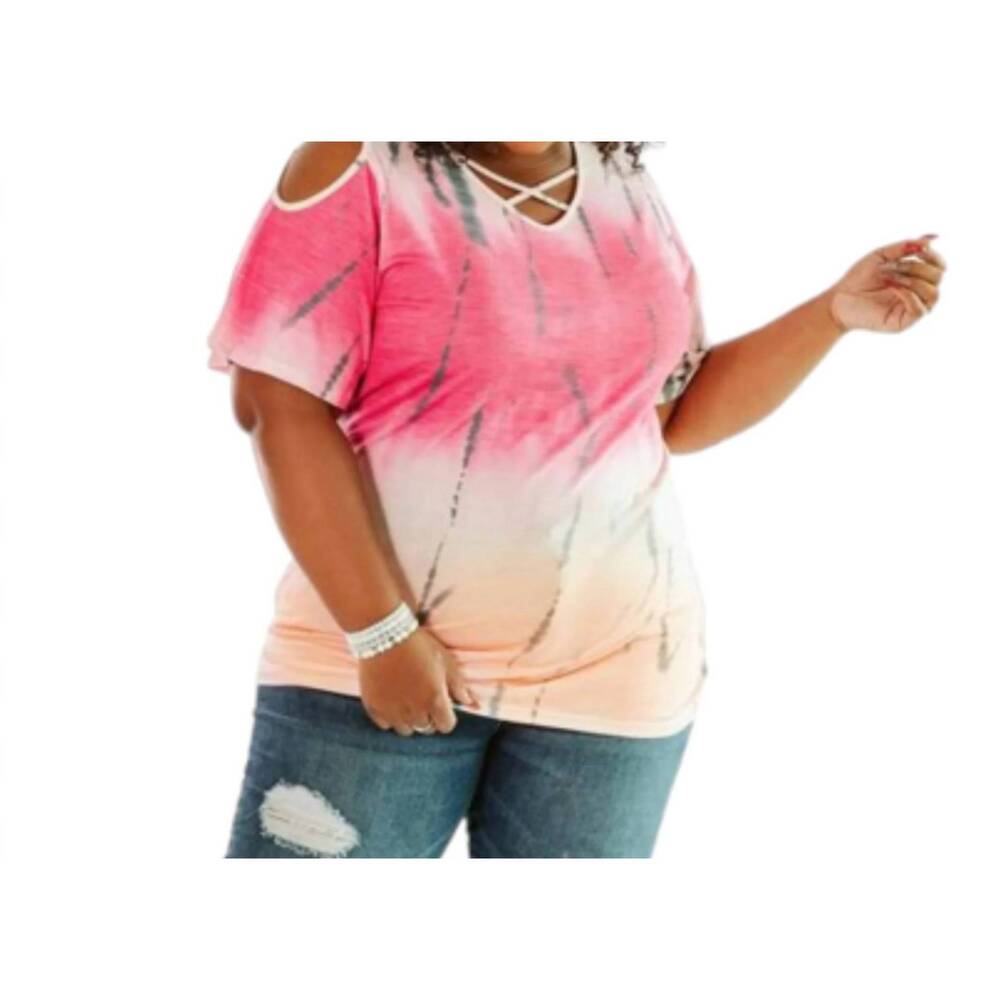 NEW GLITZY GIRLZ BOUTIQUE crazy love tie dye top - plus in pink